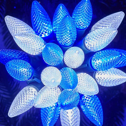 Vista 10 de Brightown Guirnalda de luces de Navidad C9, luces LED de Navidad para exteriores con 100 bombillas C9 de fresa, impermeables, extensibles, C9 Blanco