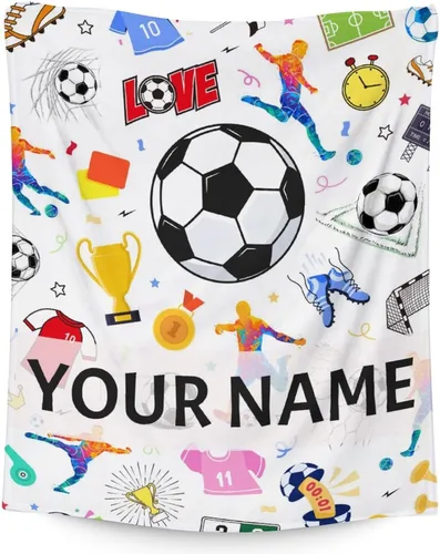 Vista 14 de Manta de fútbol para niños y niñas, tamaño regazo de 30 x 40 pulgadas, manta suave y acogedora, regalo para equipo de fútbol, manta deportiva azul