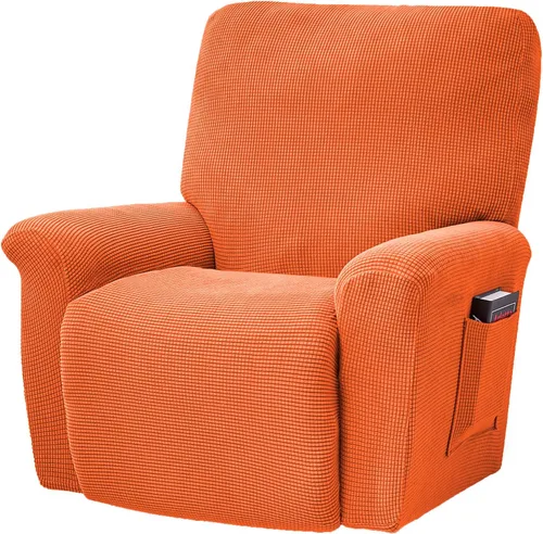 Vista 8 de CONRUSER Fundas elásticas para sillas reclinables, funda suave de 4 piezas, funda gruesa para sofá individual, funda de jacquard con bolsillo