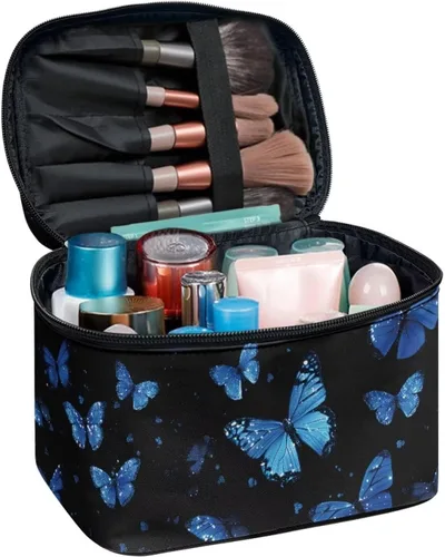 Vista 2 de doginthehole Bolsa de maquillaje, bolsa de cosméticos de viaje, bolsa de aseo portátil grande, organizador de accesorios para mujeres y niñas
