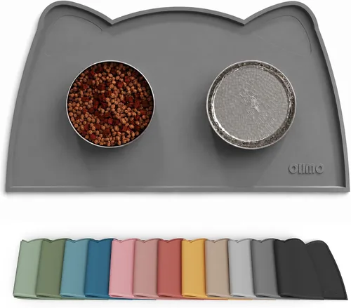 Vista 28 de OHMO - Tapete de silicona para comida para gatos, tapete de alimentación de mascotas para el piso, antideslizante e impermeable, bandeja para agua