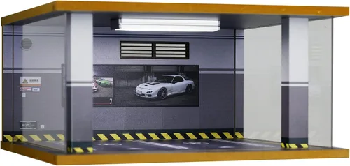 Vista 2 de Caja de exhibición Lego Cars Speed Champions con cubierta de acrílico e iluminación LED para coches diecast a escala 1/24, diorama de 2 espacios