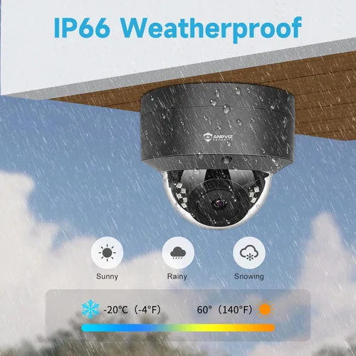 Vista 6 de Anpviz Cámara PoE de 5 MP, cámara IP PoE de seguridad para vandalismo al aire libre con audio, visión nocturna de 98 pies, H.265, grabación 24/7 Gris