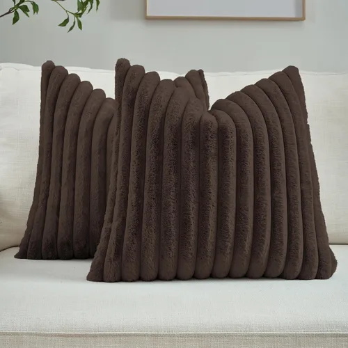 Vista 25 de FUTEI Pack of 2 Faux Fur Throw Pillow Covers 20x20 Inch, Navy Blue Azul marino