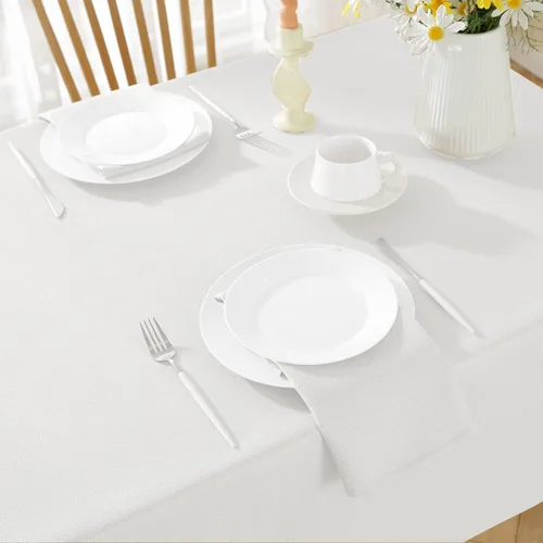 Vista 3 de SASTYBALE Juego de 4 servilletas de lino sintético, sin arrugas, lavables, de tela suave, texturizada, para comedor, cena, fiesta, boda, vacaciones