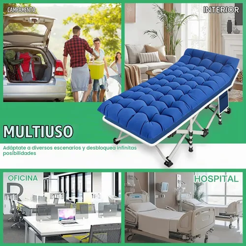 Vista 7 de Catre de camping con colchón cómodo, catres plegables para dormir, catre resistente para invitados con bolsa de transporte para adultos, para dormir