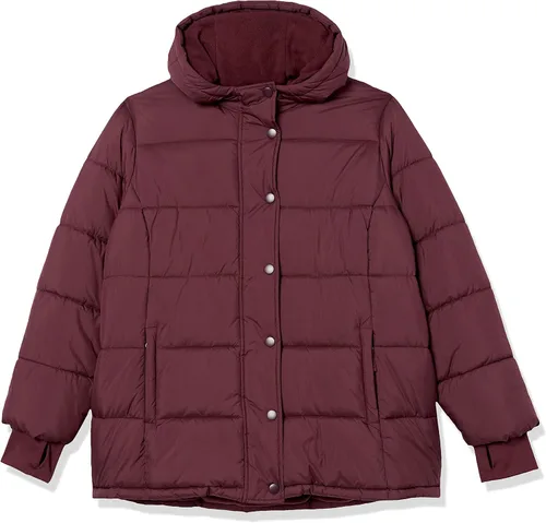 Vista 8 de Tienda Essentials - Abrigo abombado y pesado de manga larga con capucha para mujer (disponible en talla extragrande)
