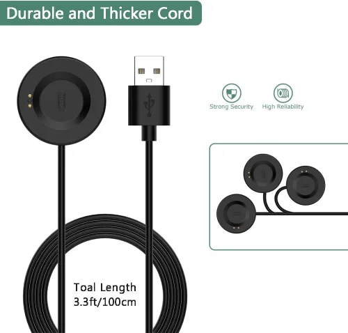 Vista 3 de Cargador USB compatible con iTECH Fusion 2/iTECH Fusion 3 Smartwatch, cable de carga de repuesto de 3.3 pies para reloj inteligente iTECH Fusion 3