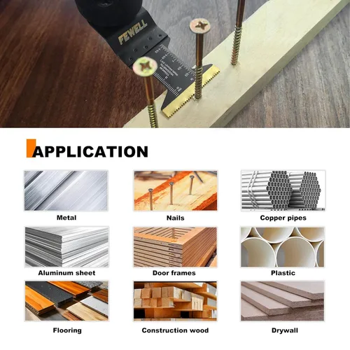 Vista 6 de FEWELL 20 hojas de sierra oscilantes de titanio, cuchillas multiherramienta universales para materiales duros, metal, madera, plástico, clavos, se