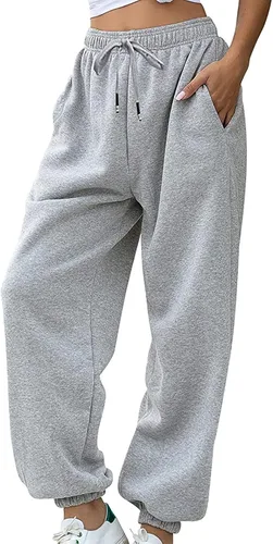 Vista 6 de WPNMASNP Pantalones deportivos casuales de cintura alta para mujer, para otoño, holgados, Y2K, modernos con bolsillos