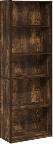 Vista 5 de Furinno GEHRY - Estantería para libros, 5 niveles, con estantes ajustables, 11.6 x 24.8 x 71.4 pulgadas, para oficina en casa, sala de estar, roble