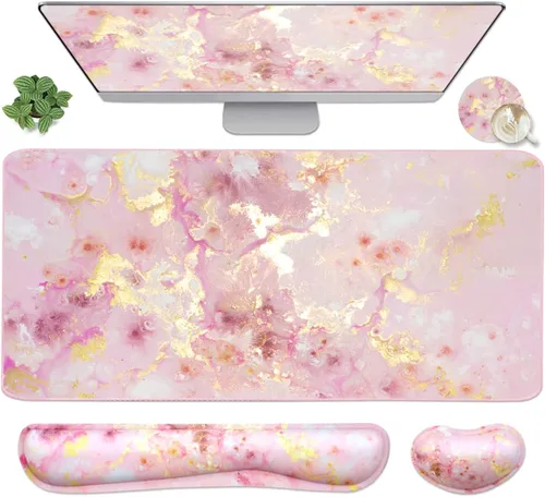 Vista 11 de Alfombrilla de mouse extendida para juegos (35.4 x 15.7 pulgadas), alfombrilla de escritorio grande para laptop, computadora, teclado, impermeable