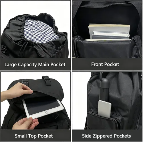 Vista 4 de 80L/100L senderismo mochila hombres camping mochila grande al aire libre viaje militar táctica Molle Trekking bolsa mujeres
