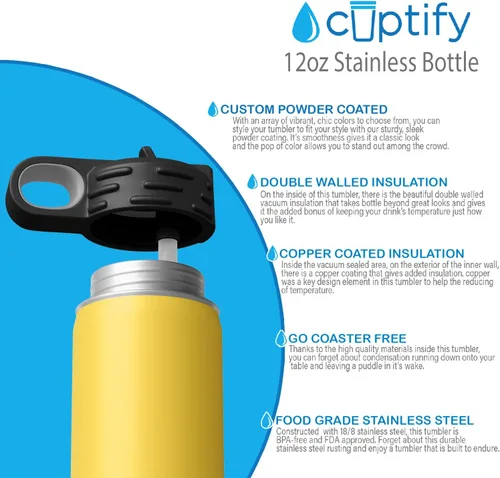 Vista 37 de Cuptify Botella de agua para niños personalizada con nombre en botella de agua aislada con anillo brillante verde de 12 onzas Verde brillante