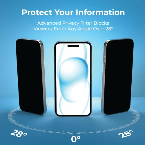 Vista 3 de Paquete de 2 protectores de pantalla de privacidad para iPhone 13/13 Pro/14 película de vidrio templado privado antiespía, dureza 9H y resistente a