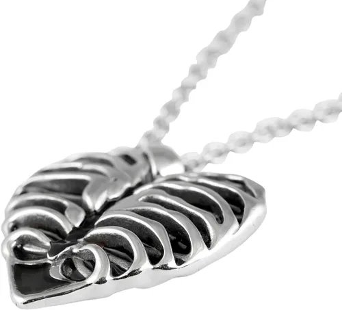 Vista 3 de Controse Collar de corazón de caja torácica de acero inoxidable plateado de 17 a 19 pulgadas con cadena ajustable, Acero inoxidable