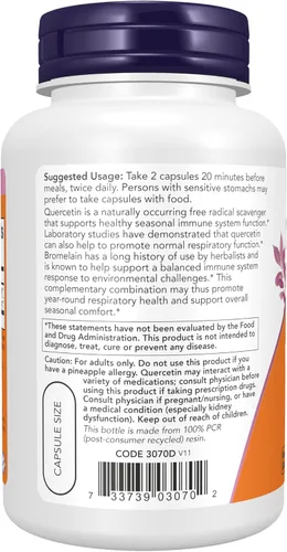 Vista 2 de Now Foods Quercetina con bromelina, 120 CT