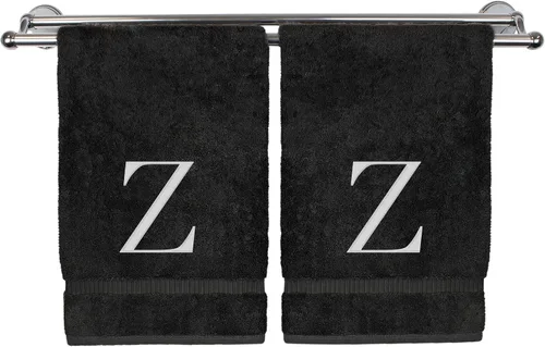 Vista 46 de Toalla de mano monogramada, regalo personalizado, juego de 2 - Toalla bordada con letra de bloque dorada - Extra absorbente 100% algodón turco