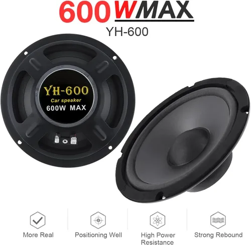 Vista 3 de Altavoz de audio para automóvil, 6.5 pulgadas, 600 W, 2 vías, altavoz coaxial de alta fidelidad, puerta del vehículo, audio automático, música