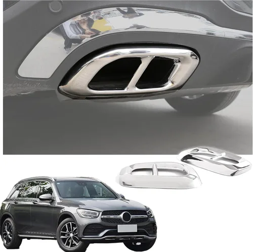 Vista 9 de Acero inoxidable para Mercedes Benz GLE 350 GLE 450 GLC GLS W167 X253 X167 2020 Accesorios de tapa de cola de tubo de escape de silenciador exterior