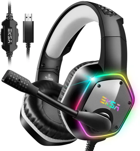 Vista 13 de EKSA E1000WT Wireless Gaming Headset,2.4GHz USB Gaming Headphones with Microphone for PC, PS5, PS4, Nintendo Switch, 7.1 Surround Sound Headset, RGB