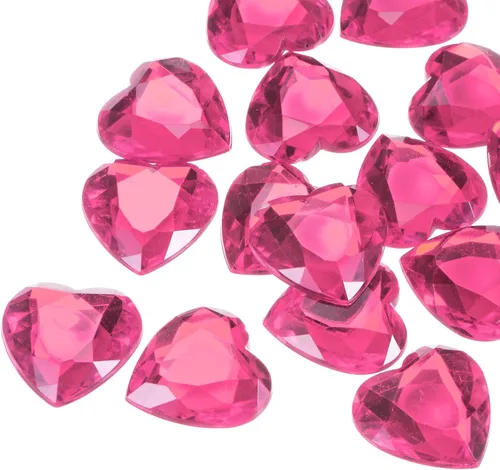 Vista 35 de MECCANIXITY 20 piezas de diamantes de imitación acrílicos de corazón de 0.787 pulgadas (0.787 in) con parte trasera plana, gemas de plástico