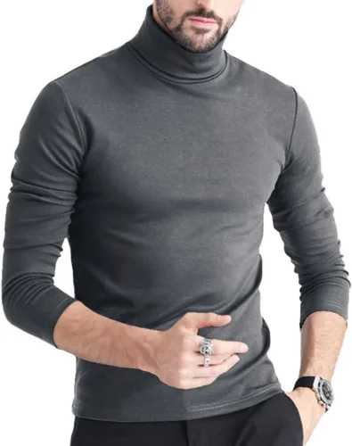 Vista 5 de Men's Casual Slim Fit Basic Tops Knitted Thermal Turtleneck Pullover Sweater