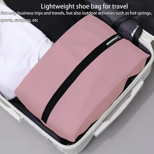 Vista 6 de Bolsa de zapatos para viajes, bolsa de zapatos resistente al agua para gimnasio, bolsa de tacos de fútbol resistente al olor para deporte, Rosado