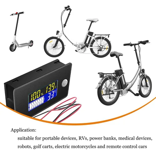 Vista 2 de Medidor de voltaje de capacidad de batería de 12 V Capacidad de la batería Voltímetro Termómetro Indicador Pantalla Monitoreo de voltaje