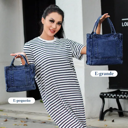Vista 2 de AOCINA Bolso de mezclilla para mujer, bolso cruzado de hombro E-delft Azul Oscuro