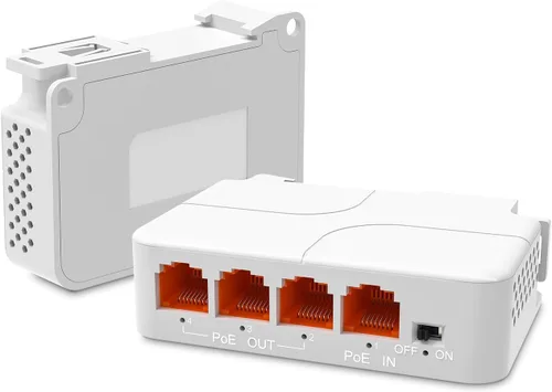 Vista 9 de Yuanley extensor PoE de 5 puertos Gigabit con 4 salidas PoE, 90W de entrada, mini interruptor de 5 canales de 1000Mbps IEEE 802.3af/at/bt, carcasa