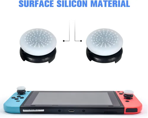 Vista 3 de ZHI-NYLLDJS FPS - Juego de empuñaduras para el pulgar para Nintendo SwitchOLEDLite, para Nintendo Switch, tapas analógicas de silicona para Switch