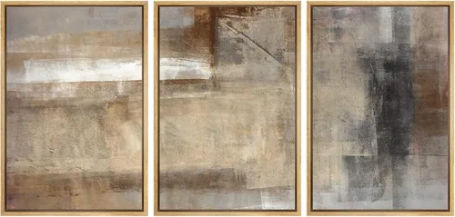 Vista 285 de wall26 Lienzo enmarcado para pared, juego de arte de acuarela pastel, paisaje rural, ilustraciones con formas abstractas, arte moderno, decorativo