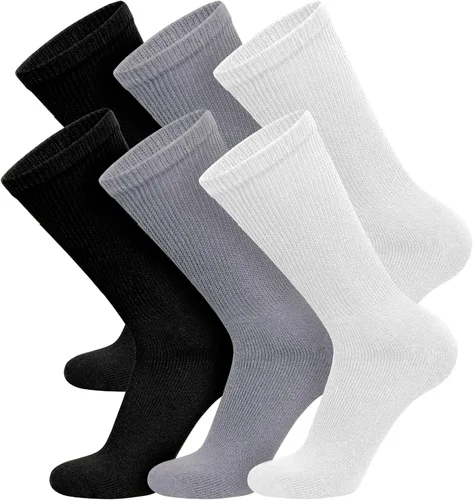 Vista 13 de 6 pares de calcetines tipo crew de algodón para diabéticos sin compresión para neuropatía