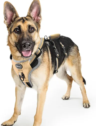 Vista 8 de Mihachi Arnés para perro a prueba de escapes, arnés para perro sin tirones con asa, suave acolchado reflectante y ajustable de cuerpo completo