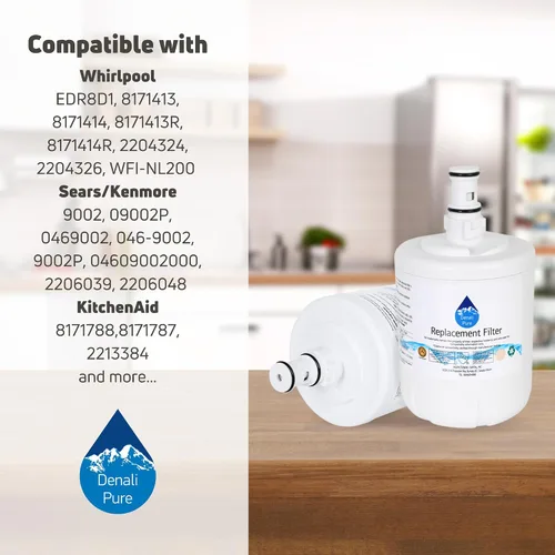 Vista 8 de Paquete de 2 filtros de agua de repuesto para refrigerador KTRC22ELBT01, compatible con KitchenAid 8171413, 8171414 cartucho de filtro de agua