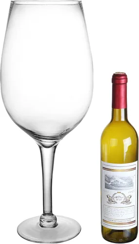 Vista 2 de Copa de vino gigante transparente de 20 pulgadas cristal soplado a mano decorativos novedad cristalería/enfriador de champaña Magnum