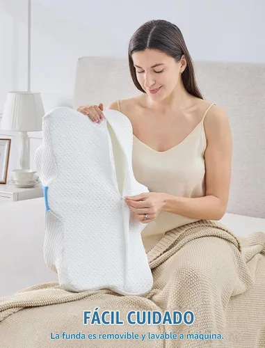 Vista 7 de DISSA Almohada cervical cervical para dormir de lado, almohada ergonómica de espuma viscoelástica con soporte ortopédico ajustable para el cuello