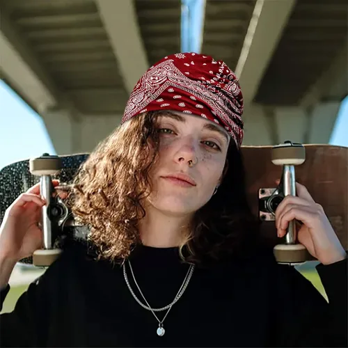 Vista 3 de Pañuelos de algodón para la cara para deportes, diadema, cuello, polaina, quimio, gorro para pérdida de cabello, gorro de noche