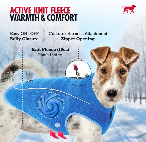 Vista 3 de Suéter de forro polar aislado para perros Chaleco ligero y cálido para perro Puerto con cremallera para arnés Chaqueta de invierno para clima
