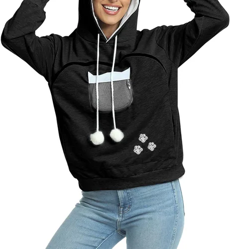 Vista 7 de Atuendos para mujer, con forro polar, sudadera con capucha de sherpa para mujer, sudadera de manga larga con capucha para otoño e invierno 2023