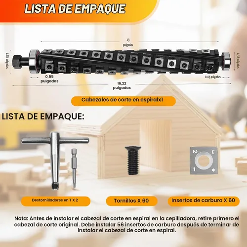 Vista 7 de SpeTool Cabezal de corte helicoidal de 13 pulgadas para cepilladora helicoidal DW735 DW735X DW735-XE, cabezal de corte en espiral, 4 filas, 56