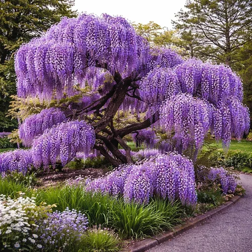 Vista 9 de Wisteria - Plantas vivas de 1 a 2 pies de alto - Vid de glicina en flor (Wisteria Floribunda) - Planta trepadora de rápido crecimiento