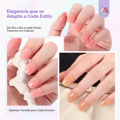 Vista 5 de SAVILAND Juego de esmaltes de uñas de gelatina: 12 colores naturales desnudos rosa esmalte blanco puro de uñas de secado rápido esmalte de uñas