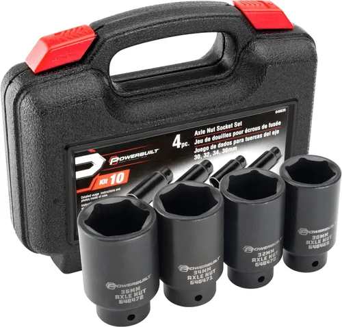 Vista 2 de Powerbuilt 648635 - Juego de 4 piezas de tuercas de eje de 1.181 in, 1.260 in, 1.339 in, 1.417 in, herramientas para quitar tuercas de eje de rueda