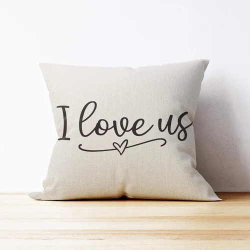 Vista 3 de Mancheng-zi Regalos de boda geniales para parejas: fundas de almohada "I Love Us" (18 x 18)