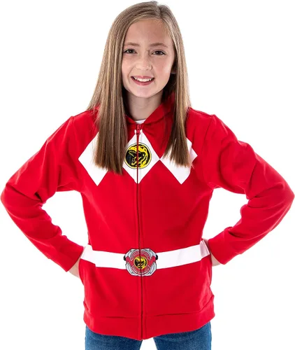 Vista 4 de Power Rangers The Boys - Sudadera con capucha con cremallera completa para disfraz