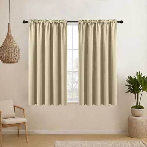Vista 35 de CUCRAF Cortinas opacas cortas para oscurecer la habitación, paneles de cortina para ventana, bolsillo para cortinero, cortinas sólidas