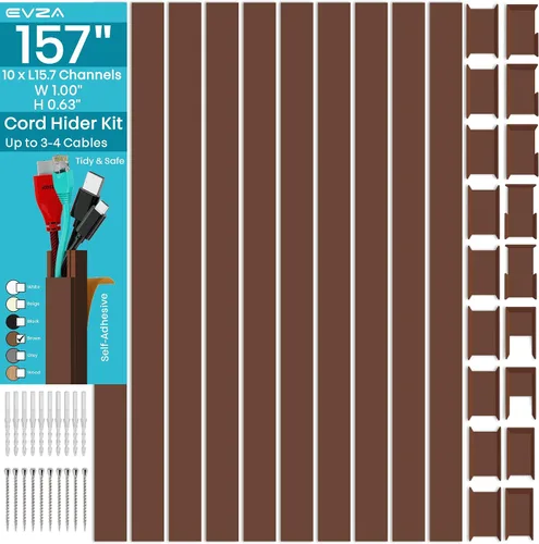 Vista 25 de Cubiertas de Cable Beige Ocultadores de Cables - Ocultador de Cables de 157 pulgadas para TV Montada en Pared, Cubierta de Cable de Pared Ocultador