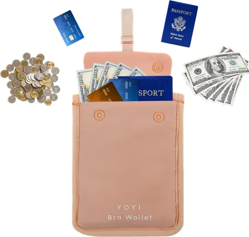 Vista 3 de YOYI YOYI Cartera con sujetador de viaje oculto, Rosa, Básico
